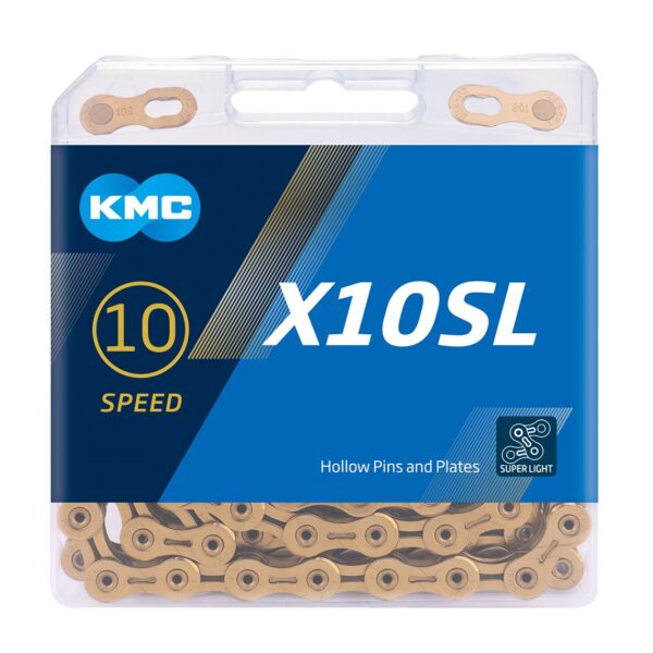 CADENA KMC X10SL SUPER LIGHT 1/2"X11/128" 116L DORADO