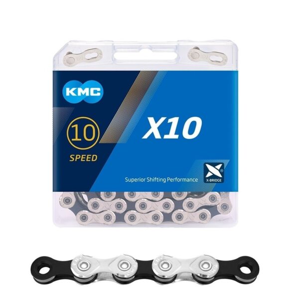 CADENA KMC X10 1/2"X11/128" 116L PLATA/NEGRO