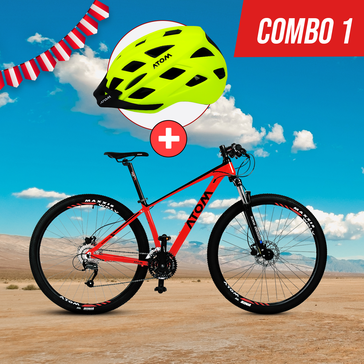 combo1 COMBO 1: BICICLETA ATOM BURNER 29 + CASCO ATOM - Imagen 1