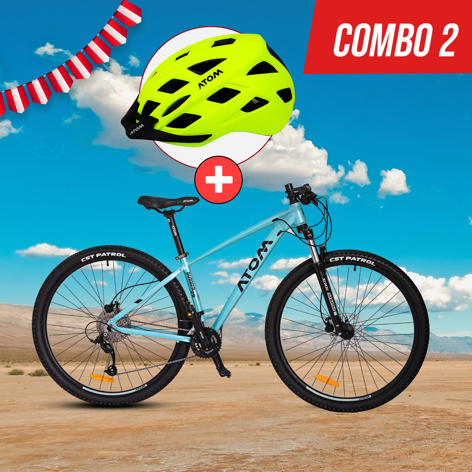 combo2 COMBO 2: BICICLETA ATOM BURNER 29 GLOSS + CASCO ATOM - Imagen 1