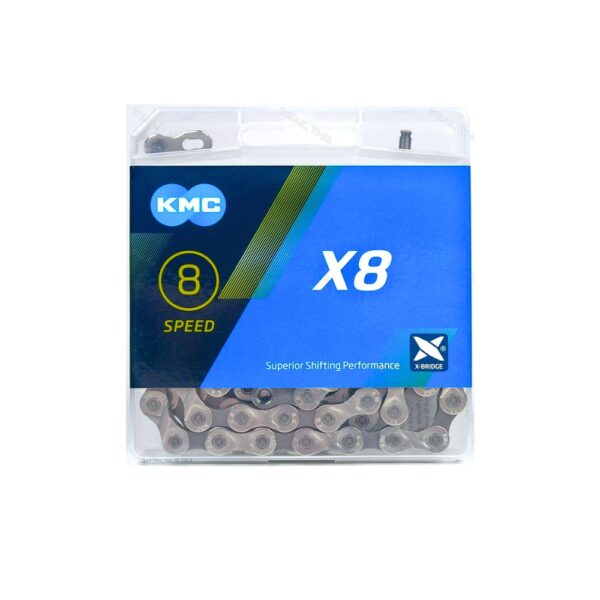 CADENA KMC X8 1/2" X 3/32"  116 L PLATA/GRIS